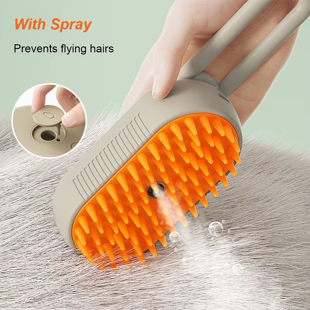 3-In-1 Dog & Cat Hair Steam Brush