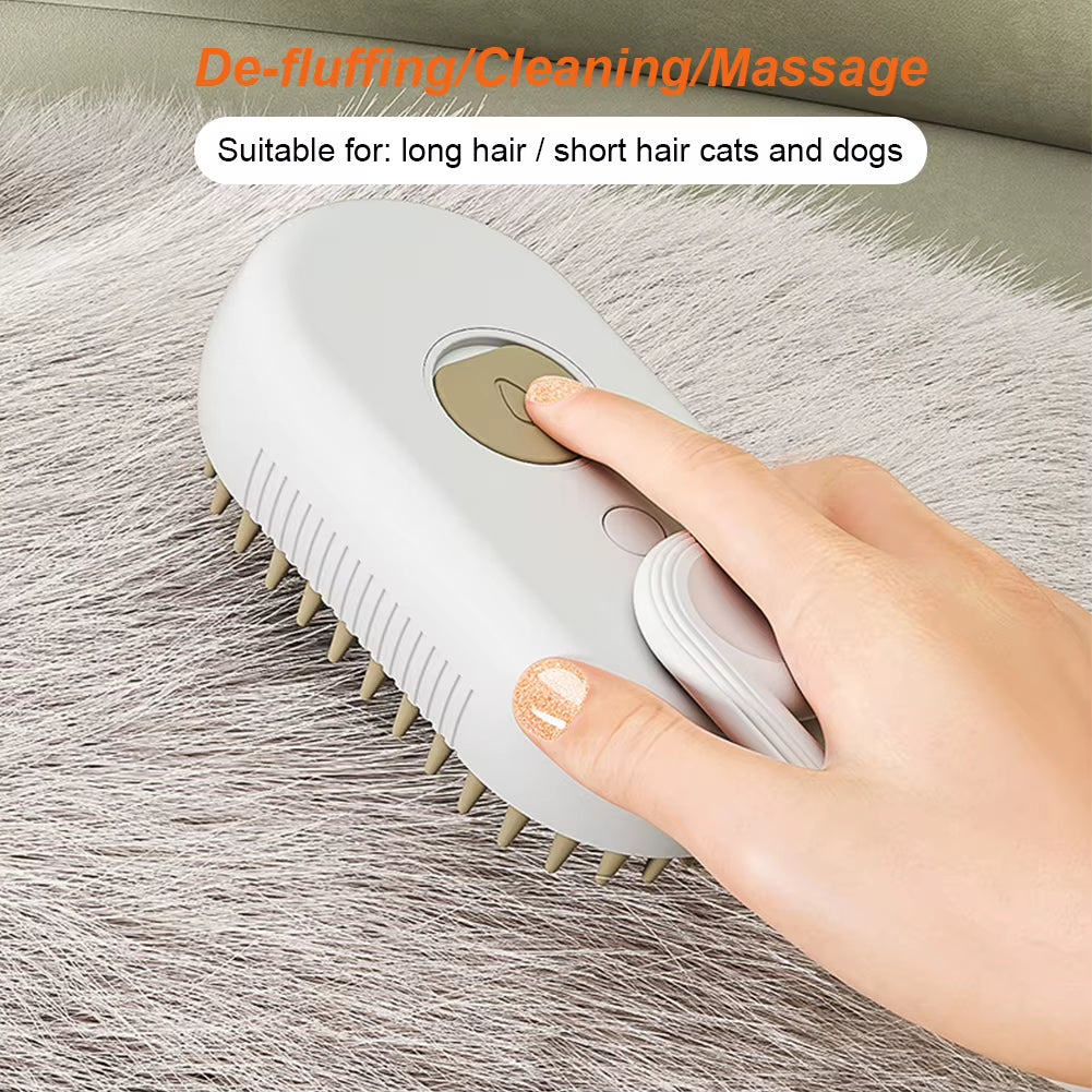 3-In-1 Dog & Cat Hair Steam Brush