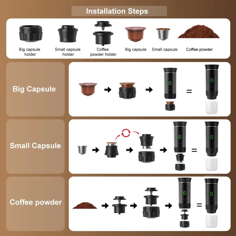Wireless Portable Expresso Machine 3-in-1