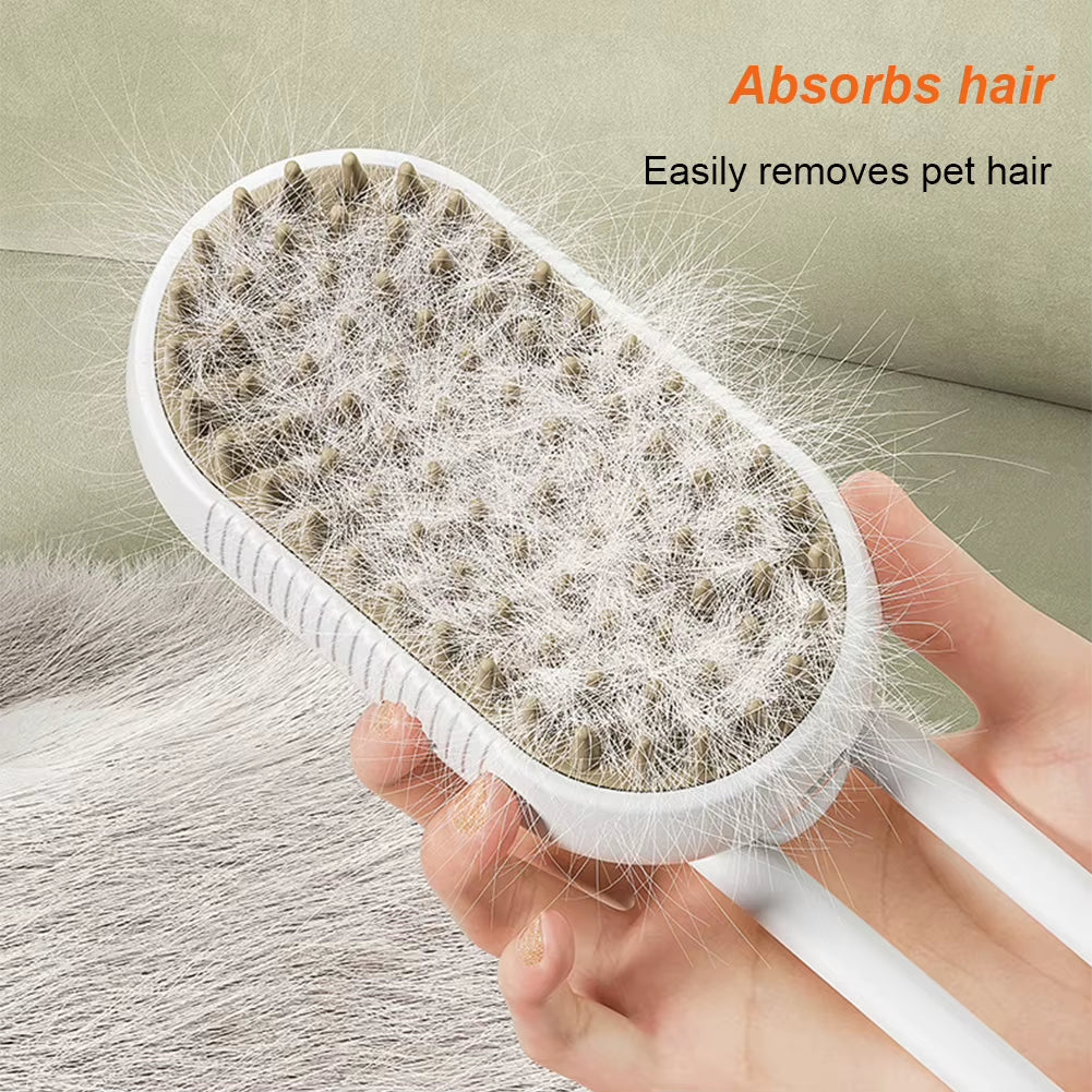 3-In-1 Dog & Cat Hair Steam Brush