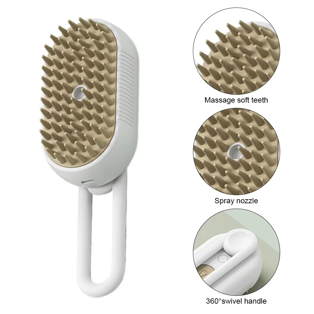 3-In-1 Dog & Cat Hair Steam Brush